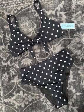 Younique Black and White Polka Dot Bikini Set